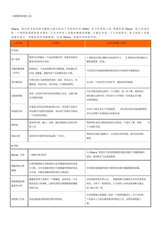 六西格玛改善工具