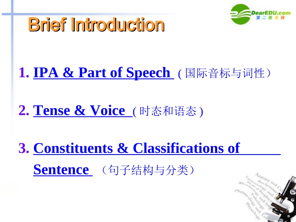 高中英语课程改革培训 IPA and Part of Speech课件_第1页
