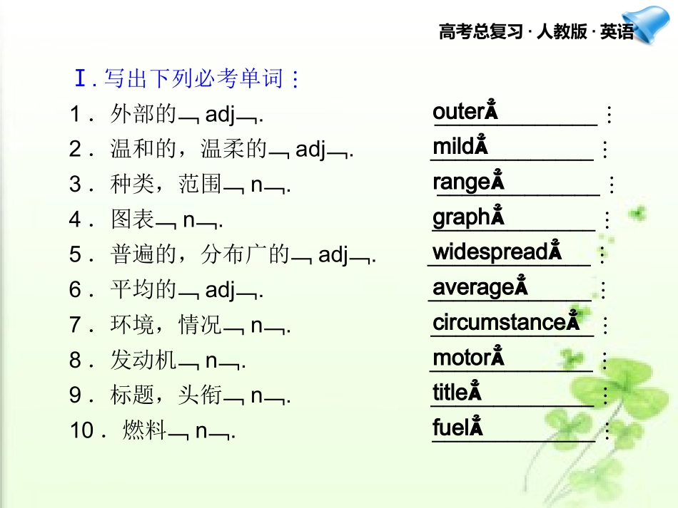 高考英语一轮复习 Unit 4课件 新人教版选修6 课件_第3页