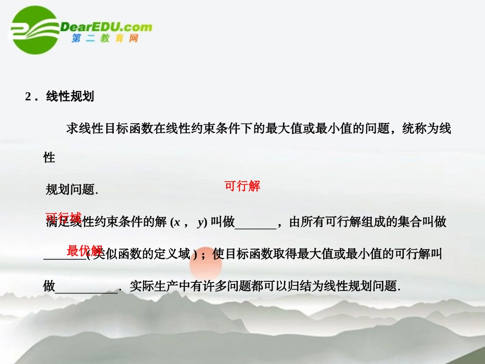 高三数学一轮复习 7.32 简单的线性规划课件 理 大纲人教版 课件_第3页