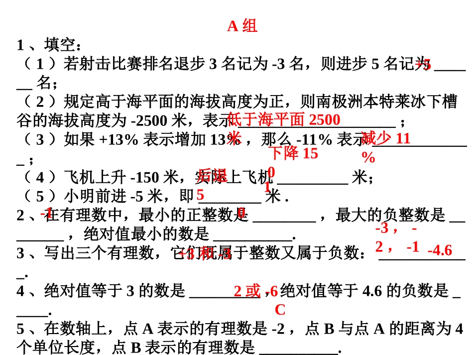 第一章复习2 浙江省初一数学(上)全部课件整理 浙教版_第2页