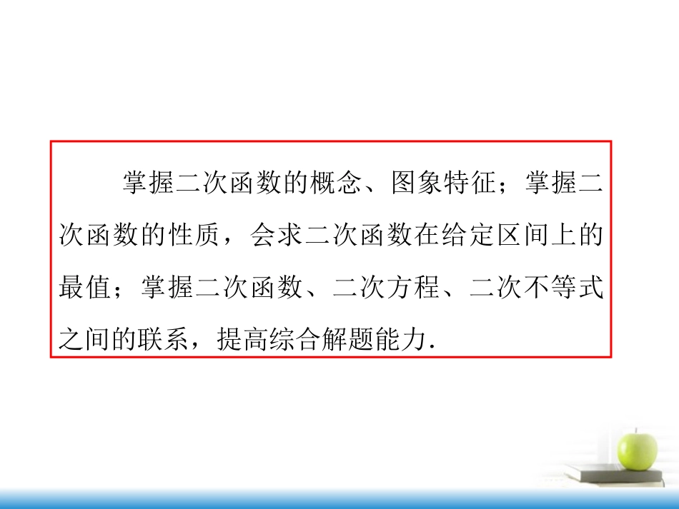 高考数学第一轮总复习 第7讲 二次函数与一元二次方程课件 文 (湖南专版)  课件_第3页