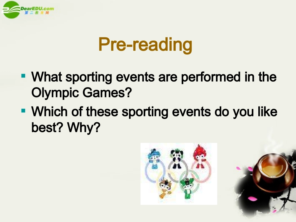 高中英语 Unit2(Sporting events)welcome课件3 牛津译林版必修4 课件_第3页