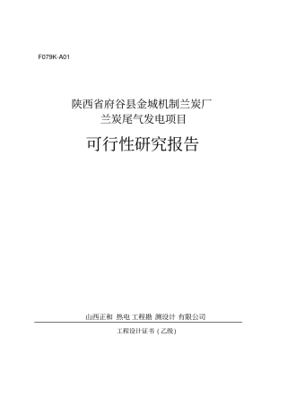 兰炭尾气发电可行性研究方案书