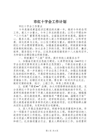市红十字会工作计划 