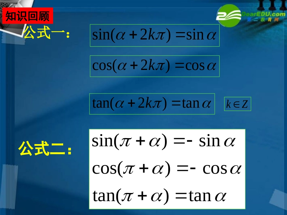 高中数学 同名三角函数的诱导公式课件 新人教A版必修4 课件_第2页
