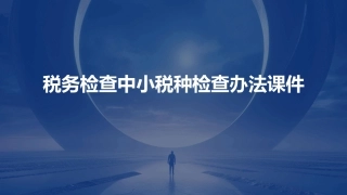 税务检查中小税种检查办法课件
