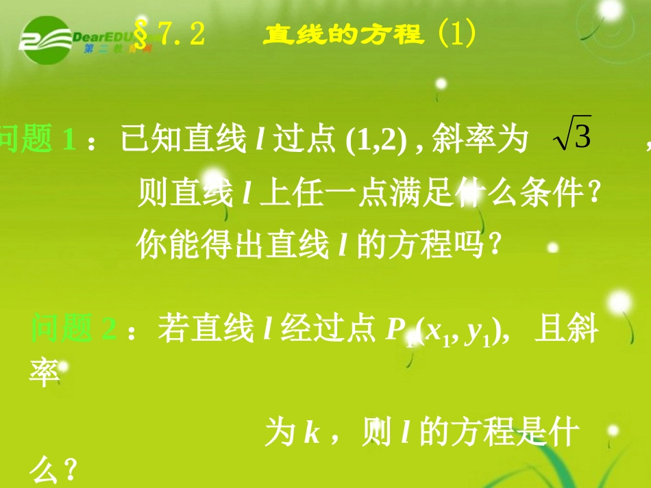 高二数学上 第七章 直线和圆的方程 ： 7.2直线的方程(一)课件_第2页
