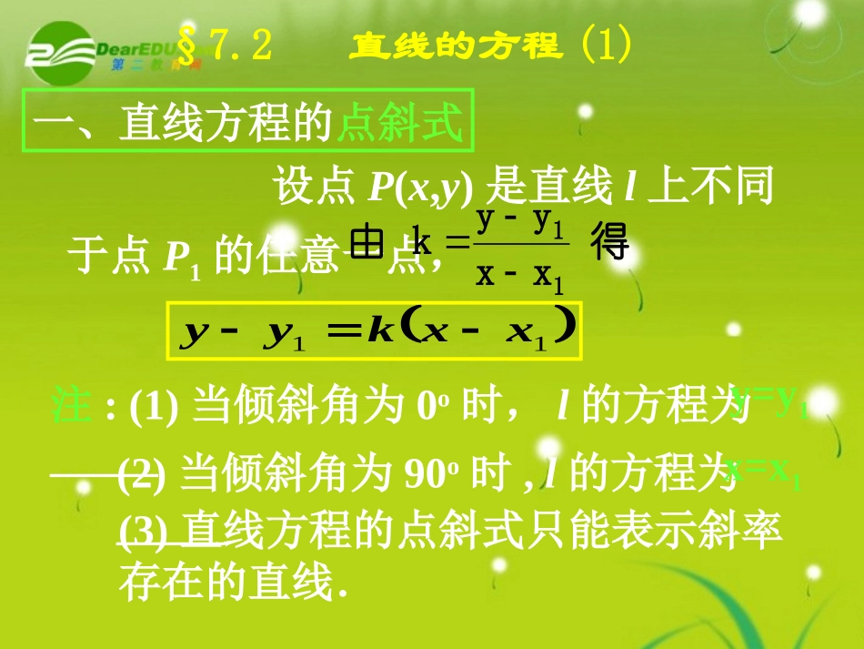 高二数学上 第七章 直线和圆的方程 ： 7.2直线的方程(一)课件_第3页