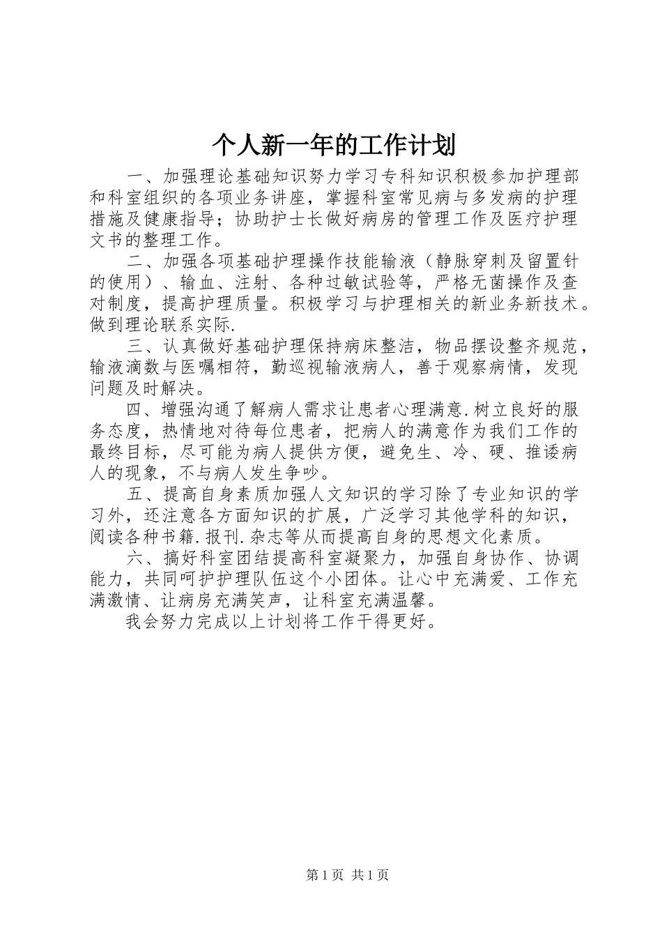个人新一年的工作计划 _第1页