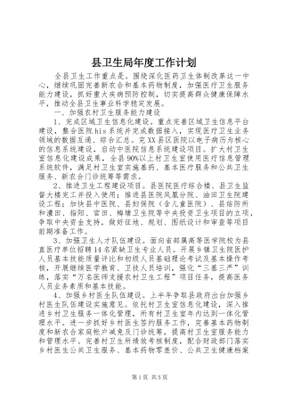 县卫生局年度工作计划 