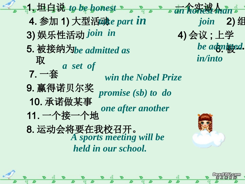 高一英语Unit2复习课件 人教版 必修2 课件_第2页