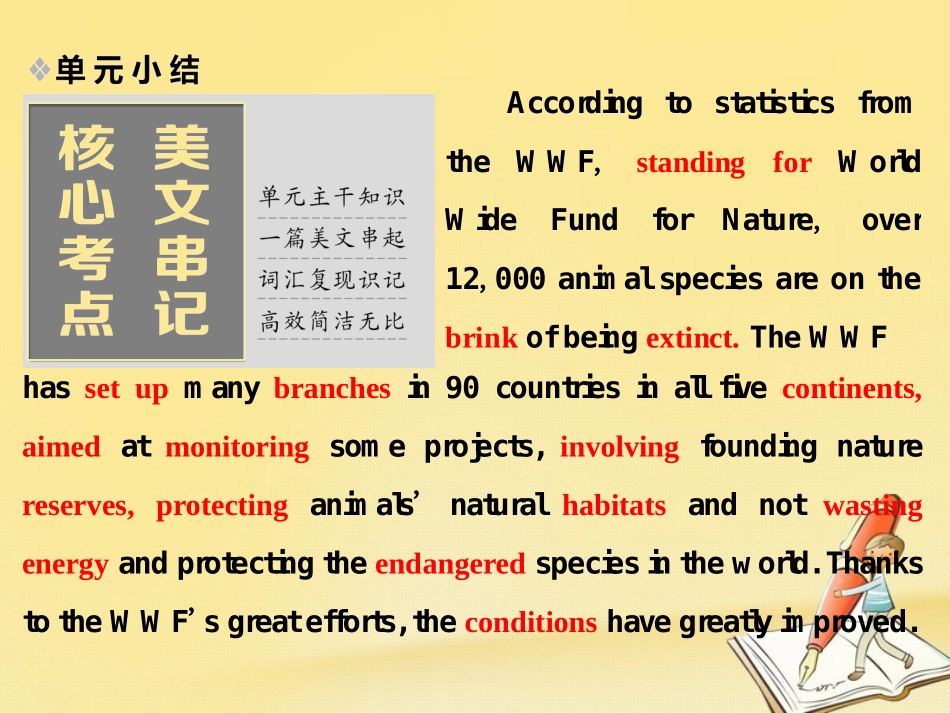 英语 Module 6 Animals in Danger单元小结课件 外研版必修5 课件_第1页