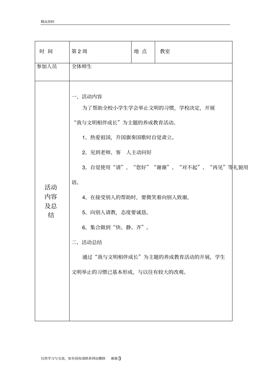 养成教育活动记录知识分享_第3页