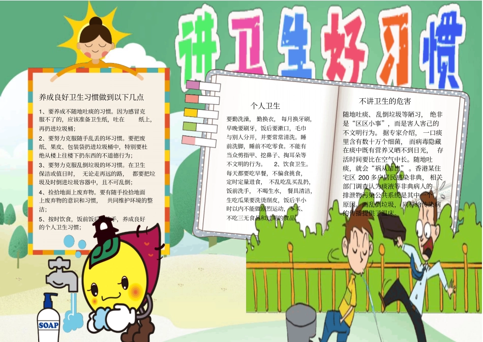养成讲卫生好习惯手抄报小报模板_第1页
