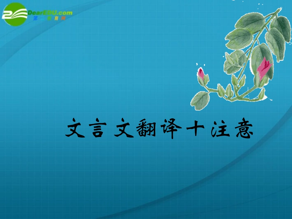 高考语文二轮复习 文言文专题文言文翻译十注意课件 新人教版 课件_第1页