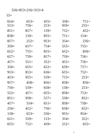 乘法口诀表数学乘法口算练习题