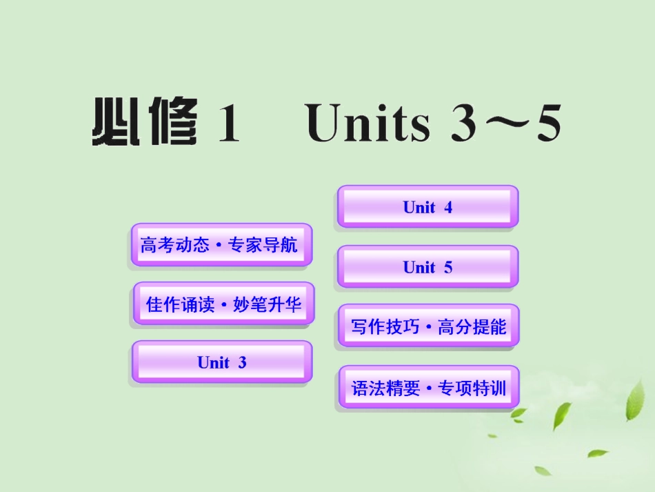 高一英语单元复习配套课件 Units 3-5 新人教版必修1 课件_第1页