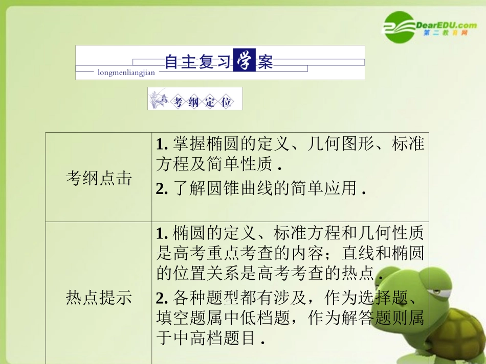 高三数学 第六篇 第六节椭　圆课件 理 北师大版 课件_第2页