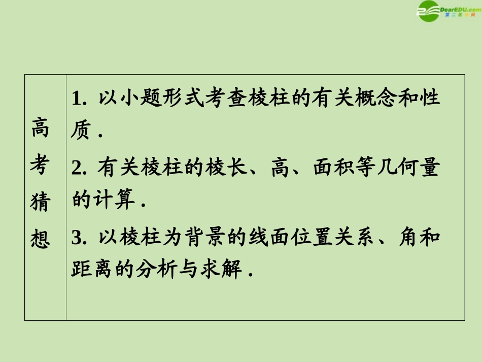 高三数学第一轮总复习 9.9 棱柱课件_第3页