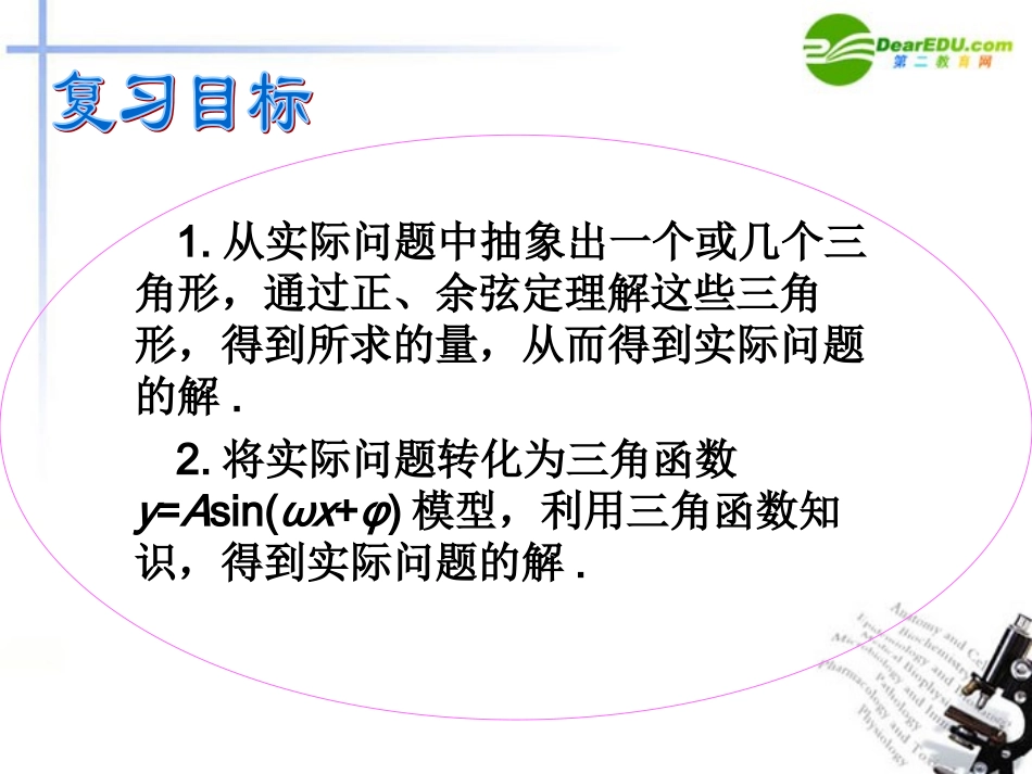 湖南师大 高三数学 三角函数模型及应用复习课件 文 课件_第2页