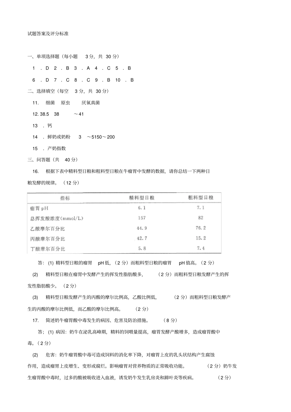 养牛技术一村一2018期末试题及答案_第3页