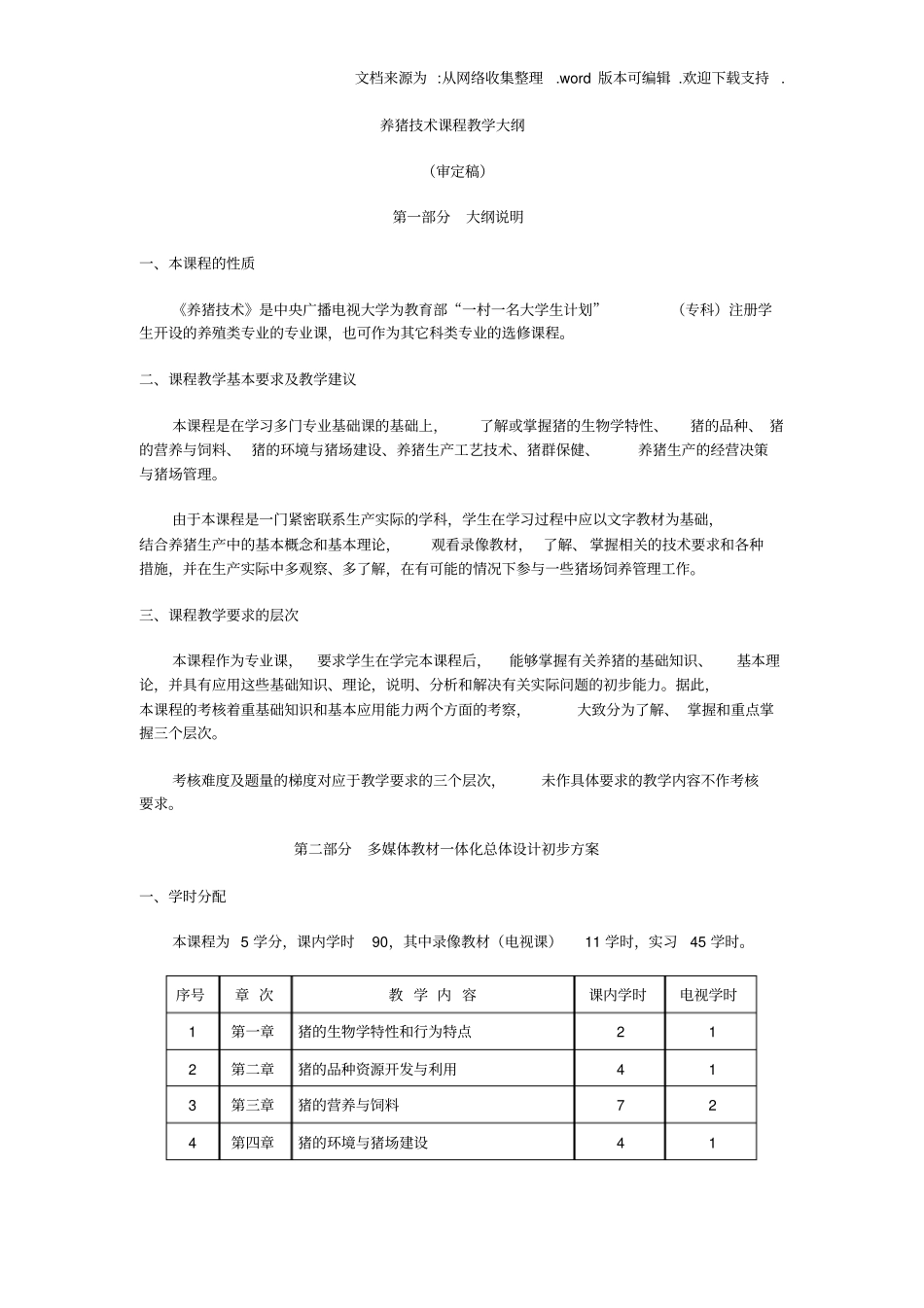 养猪技术课程教学大纲_第1页