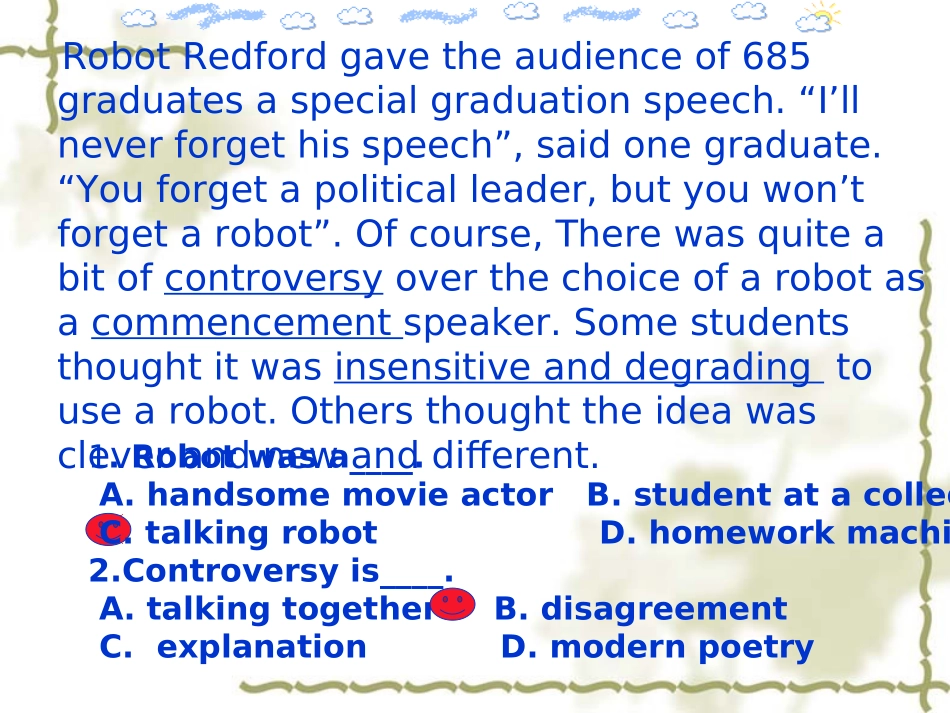 阅读技巧之猜测生词的技巧 新课标 人教版 课件_第2页