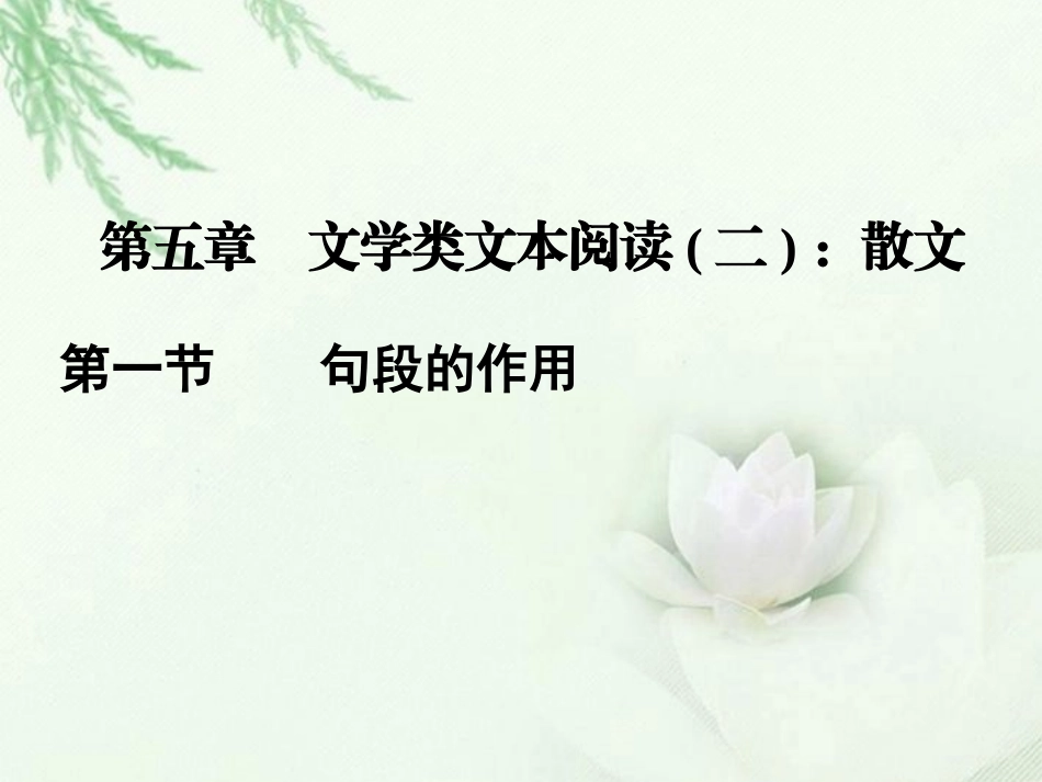 高中语文二轮复习 151 句段的作用课件(新课标) 课件_第1页
