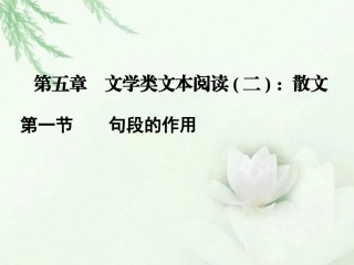 高中语文二轮复习 151 句段的作用课件(新课标) 课件
