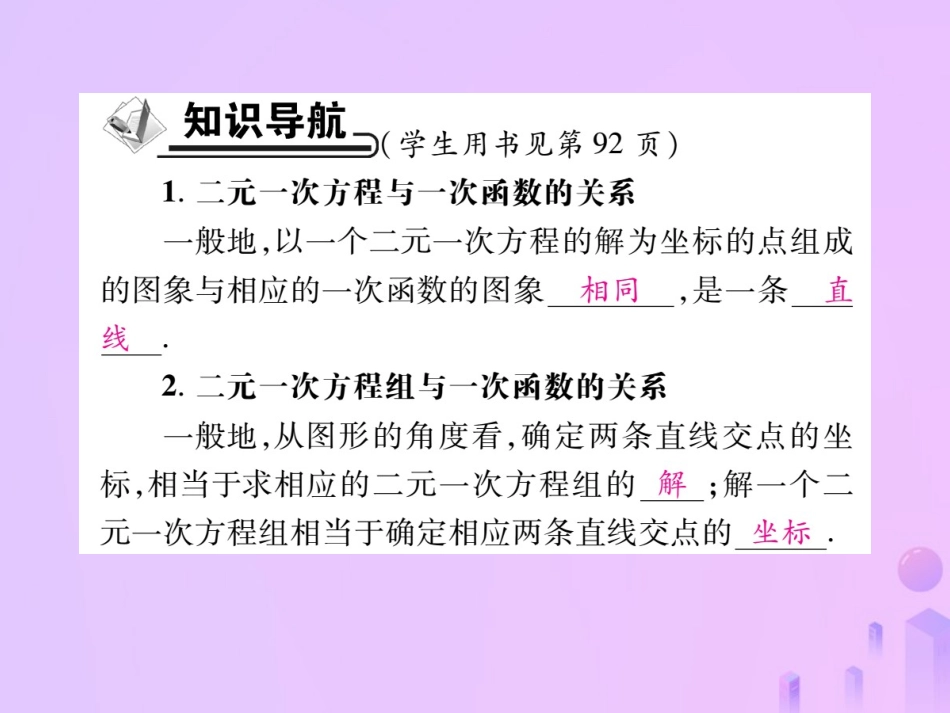 秋八年级数学上册 第五章 二元一次方程组 6 二元一次方程与一次函数作业课件 (新版)北师大版 课件_第2页