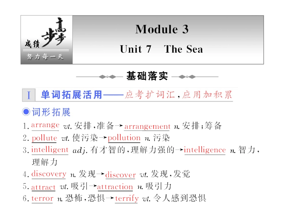 步步高高三一轮英语复习精品课件：Module 3 Unit 7 The Sea 课件_第1页