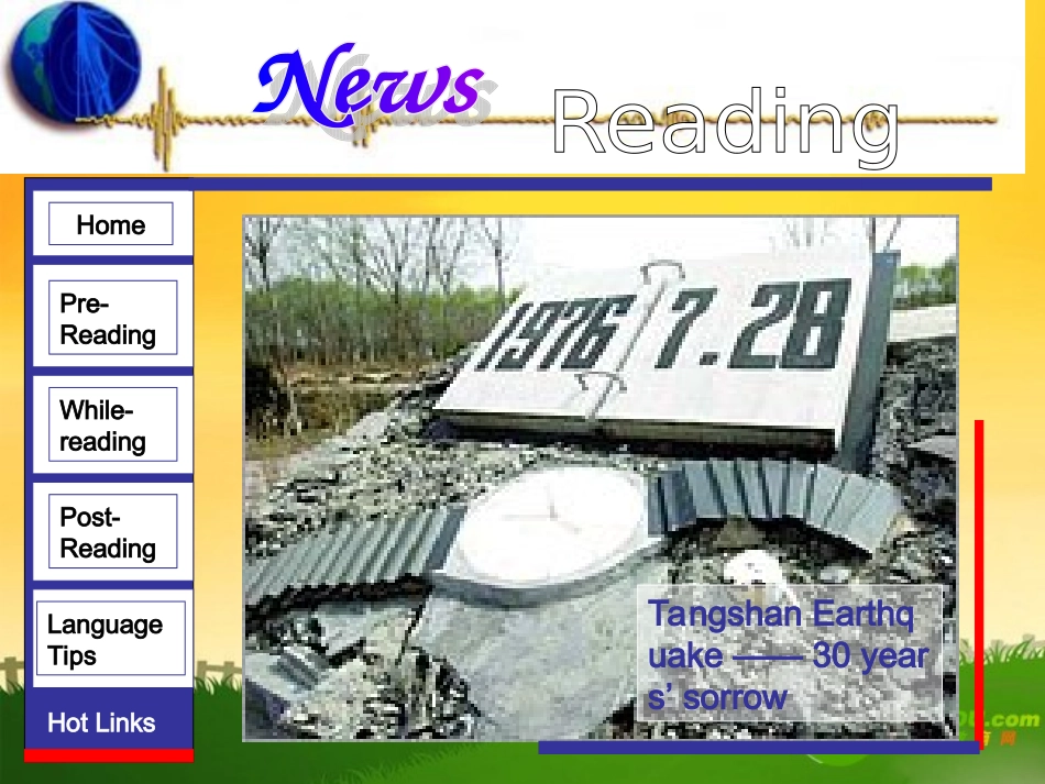 高中英语：unit 4 earthquake reading课件人教新课标必修1 课件_第1页