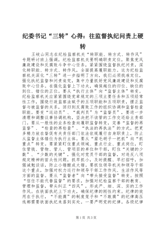 纪委书记“三转”心得：往监督执纪问责上硬转