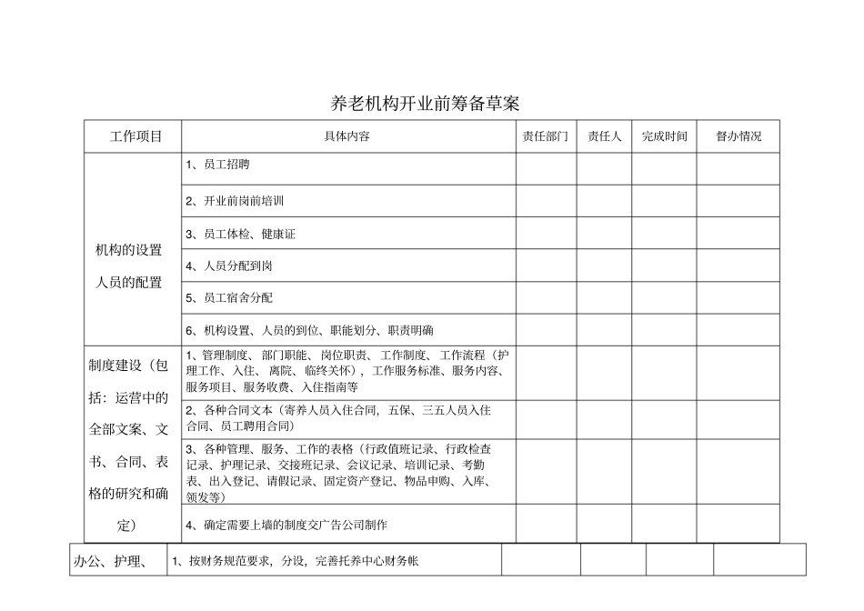 养老机构开业前运营方案_第1页