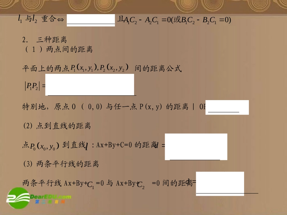 河北省高考数学第一轮总复习知识点检测 10.2直线的位置关系课件 旧人教版 课件_第2页