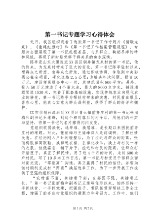 第一书记专题学习心得体会