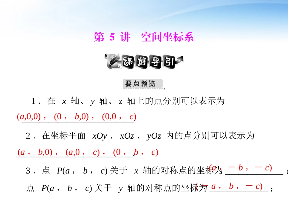 高考数学第一轮复习考纲(空间坐标系)课件22 文 课件_第1页