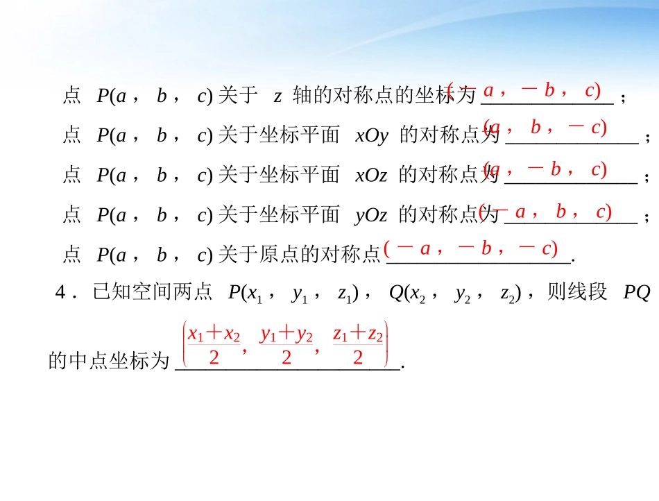 高考数学第一轮复习考纲(空间坐标系)课件22 文 课件_第2页