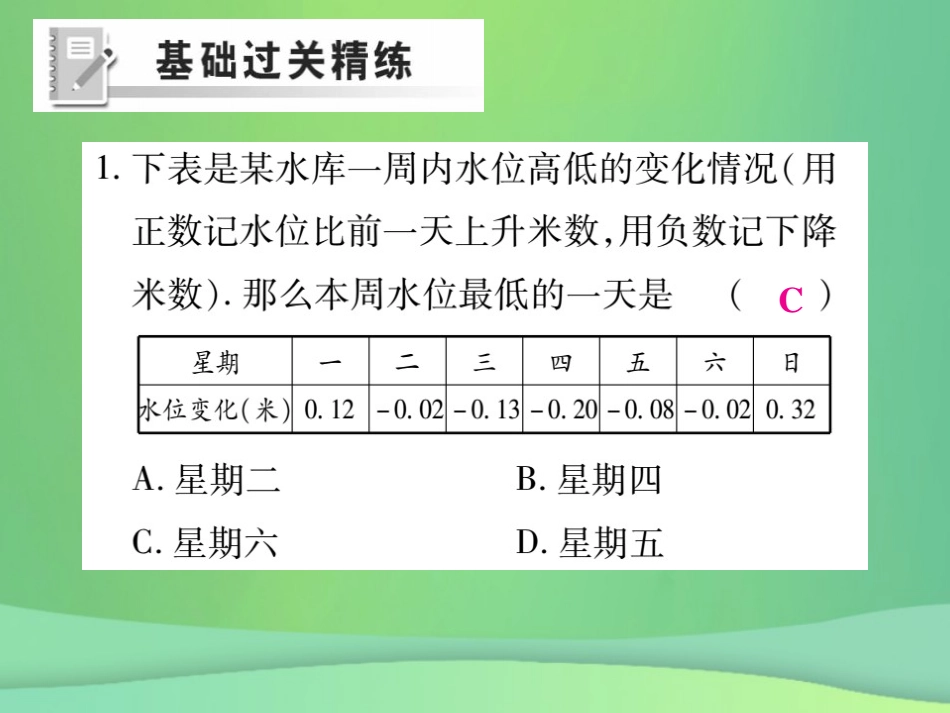 秋七年级数学上册 第二章 有理数及其运算 2.6 有理数的加减混合运算(第2课时)练习课件 (新版)北师大版 课件_第2页