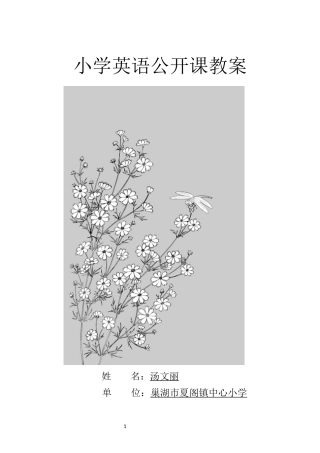 四年级英语公开课教案