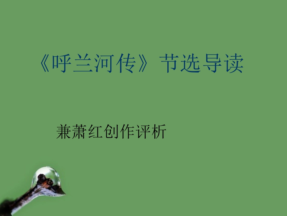 高中语文(呼兰河传)课件2 北京版选修2 课件_第1页