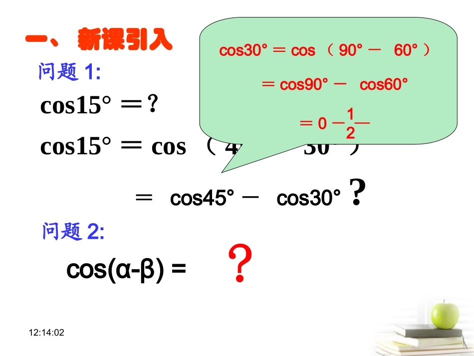 高一数学 两角差的余弦 课件_第2页