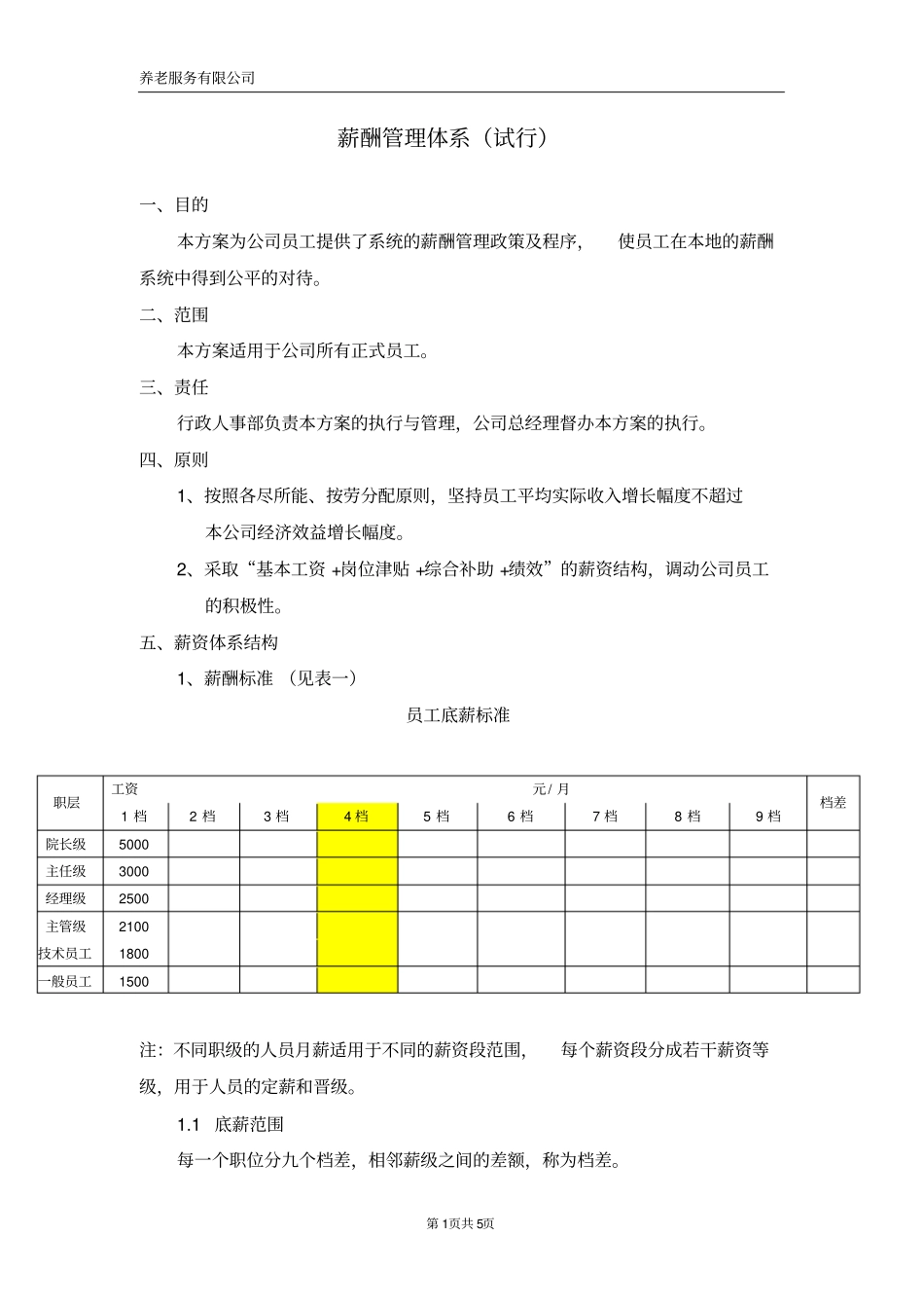 养老院薪酬管理体系--_第1页