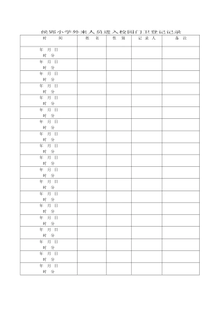 侯郢小学外来人员进入校园门卫登记记录