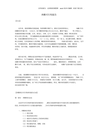 养鹅可行性报告