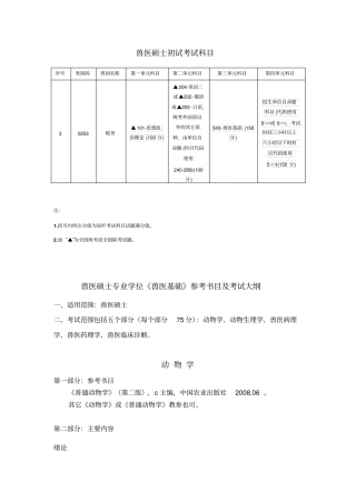 兽医专业硕士考试科目及大纲解析