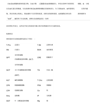 兽医常用生化指标