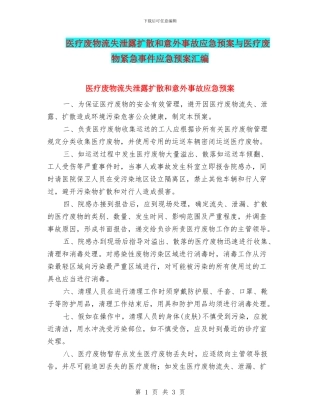 医疗废物流失泄露扩散和意外事故应急预案与医疗废物紧急事件应急预案汇编