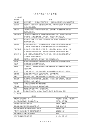 兽医药理学作业思考题
